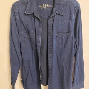 Vintage Gap western denim fitted shirt L